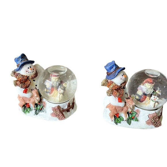 Lot 3 Vintage Mini Snowman Christmas Snow Globes u Display Figurines - Picture 2 of 9